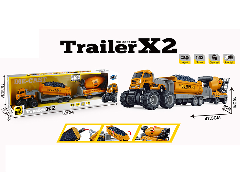 4WD Friction Alloy Double Engineering Trailer