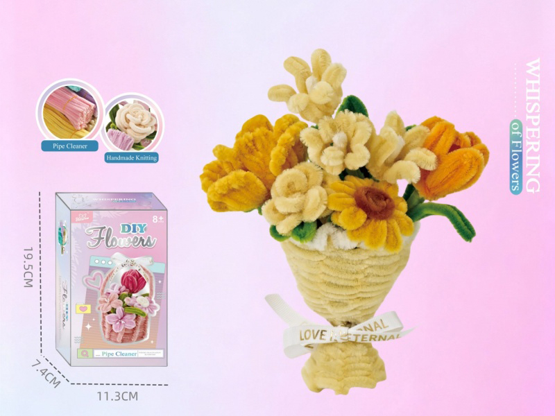 Diy Warm Sun Flower Bouquet Twisty Stick Flower Basket