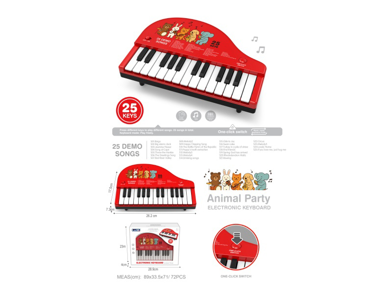 25-Key Red Happy Zoo Grand Piano
