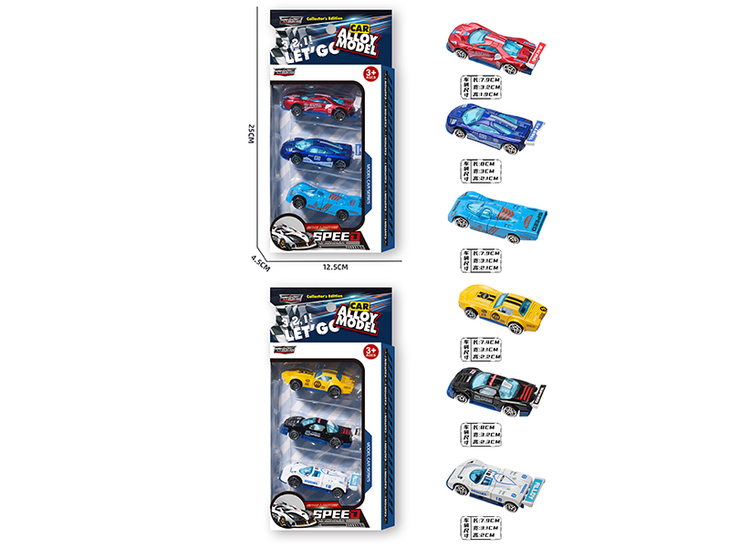 1:64 Slide Alloy Racing Cars 3pcs