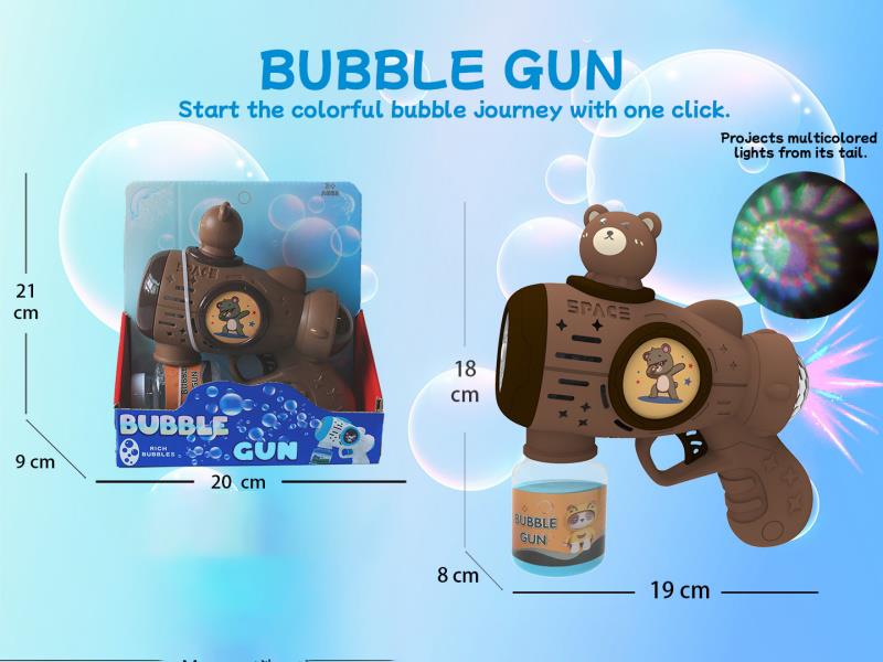Bear Multi-Hole Automatic Bubble Gun (With Light) Rear Projection Light