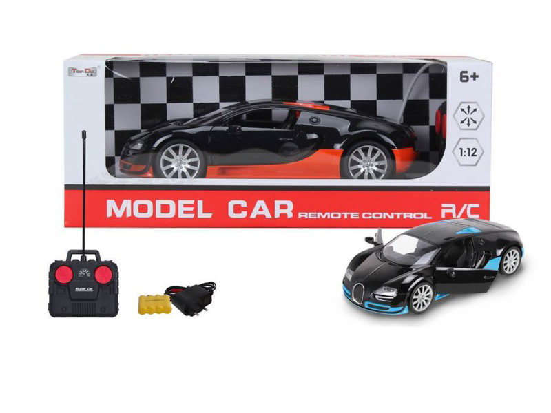 1:12 Four-Way Simulation Bugatti Remote Control Car With Lights, Manual Door Opening And Regular Remote Control