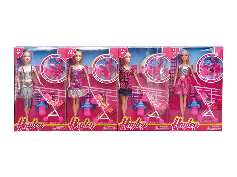 Hayley Fashion Doll With Baby Stroller Set