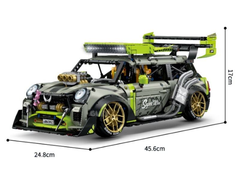 Building Blocks: 1:10 High-Speed Stunt Car Series -Mini(Electroplated Dynamic Version)2356 Pieces
