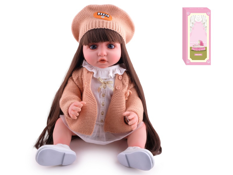 55cm Soft Plastic Reborn Doll(Wig Sheath) With Feeding-Bottle, Magnetic Pacifier, Diaper, Birth Card