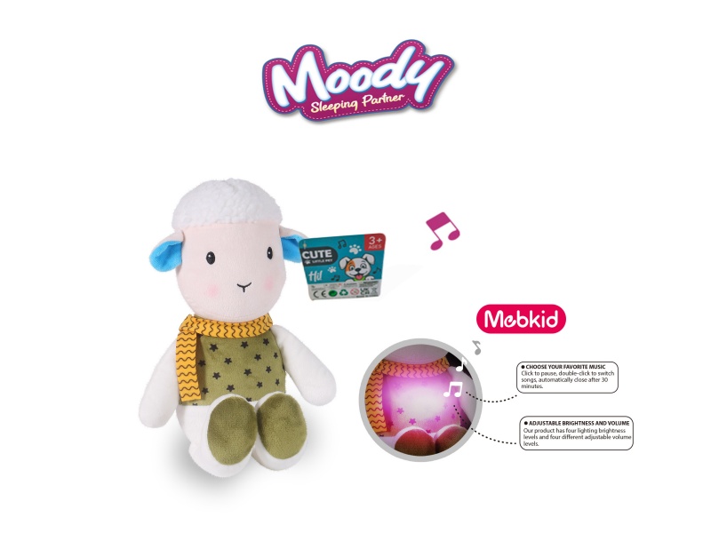 Smart Baby Plush Soothing Night Light (Sheep) Plush Animal 3.7V/300Mah Lithium Battery (Charged), Tepy-C Interface, 5V-1A