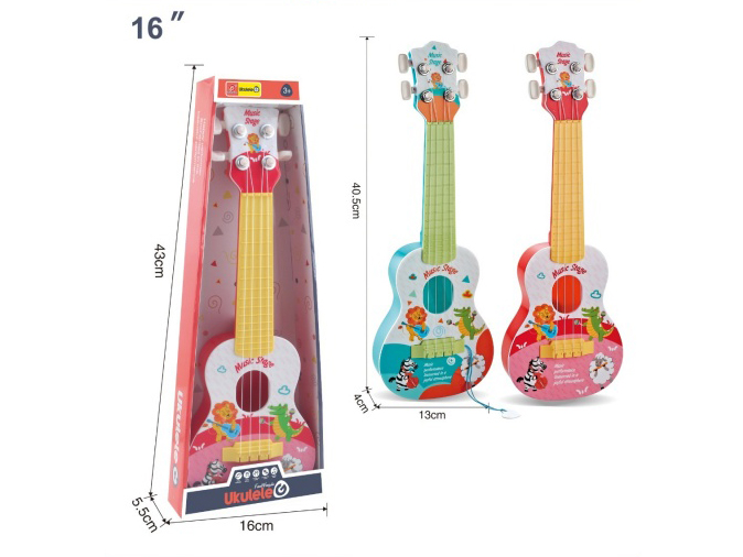 16-Inch Realistic Cartoon Guitar (2-Color Mixed Set) With 4 Rubber Threads