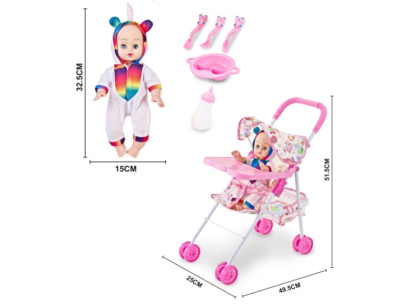 An Iron Trolley With A Dining Board And A 16-Inch Musical Empty Doll