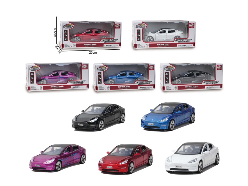 1:32 Tesla Model3 Alloy Car (Recoil,Ic With Lights)