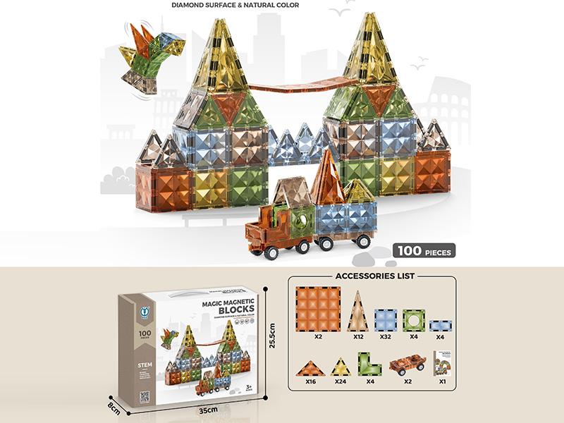 Diamond Surface Magnetic Building Blocks 100PCS