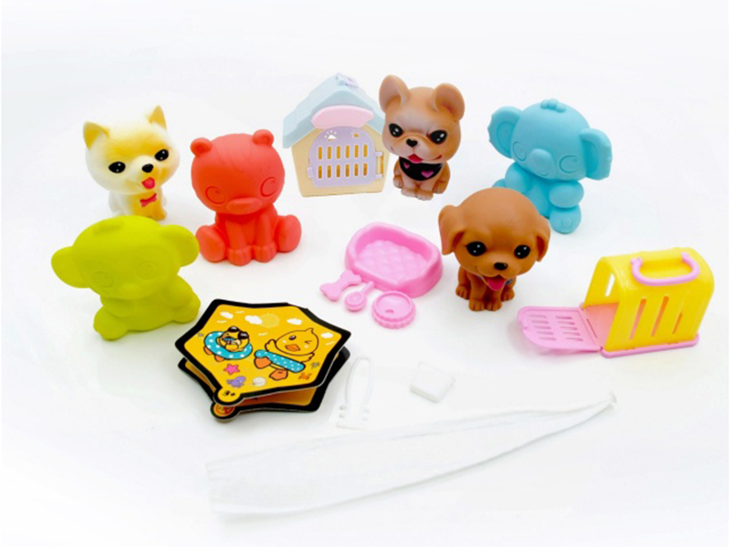 Vinyl Animal Dog House Set With Bb Whistle (2 Color Mix)