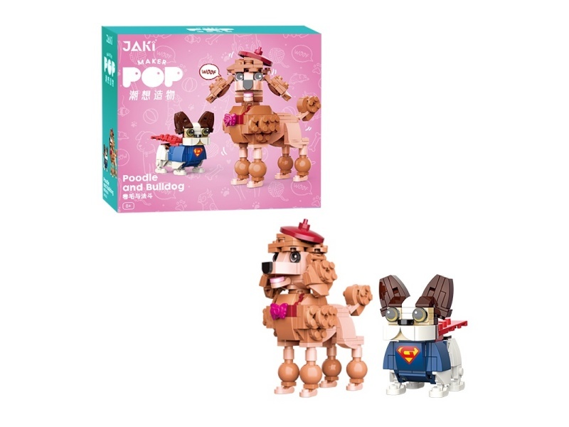 Assemble The Animal Models Of Curly Hair And French Bulldogs With Puzzle Building Blocks