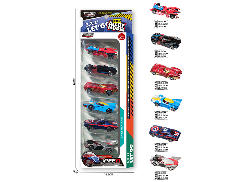 1:64 Slide Alloy Racing Cars 6pcs
