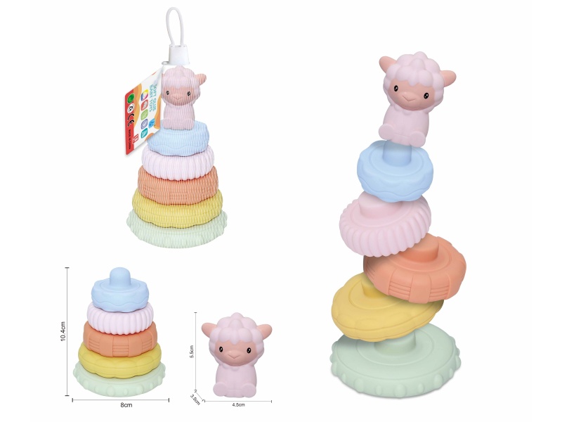 Soft Plastic Animal Stacking Toy(Sheep) 6pcs