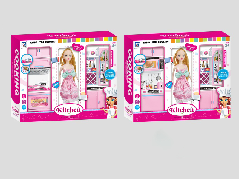 Pink Solid Color Kitchen And Wine Cabinet Set + Benzo (2 Mixed Items)