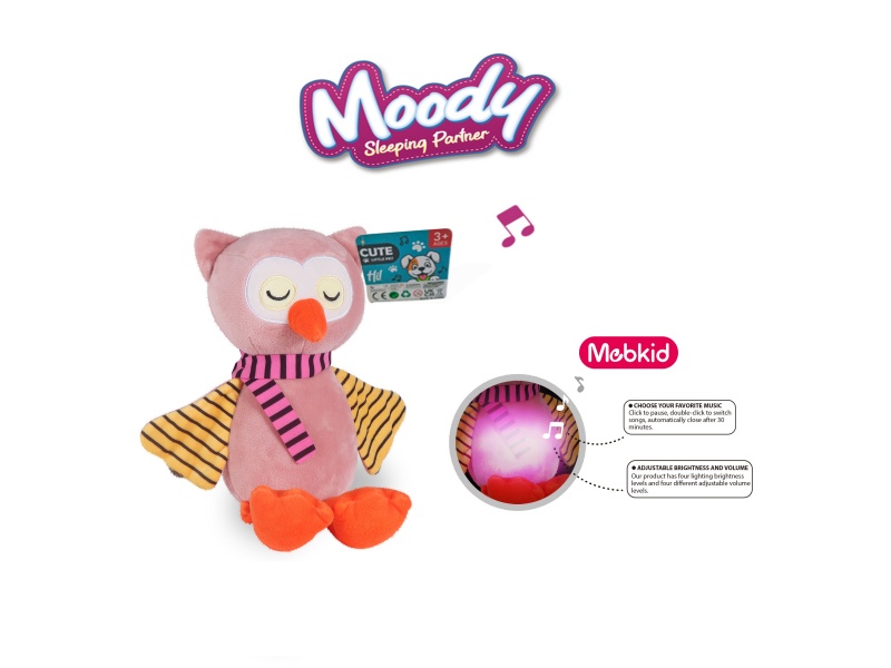 Smart Baby Plush Soothing Night Light (Owl) Plush Animal 3.7V/300Mah Lithium Battery (Charged), Tepy-C Interface, 5V-1A