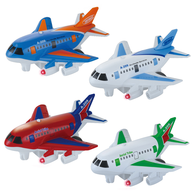 Four Alloy Q-Version Aircraft in blue, white, red, and green
