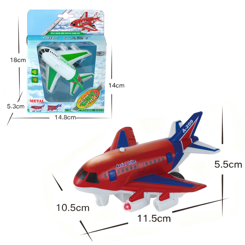 Product Dimensions and Outer Packaging Dimensions for the Red Alloy Q-Version Aircraft Toy