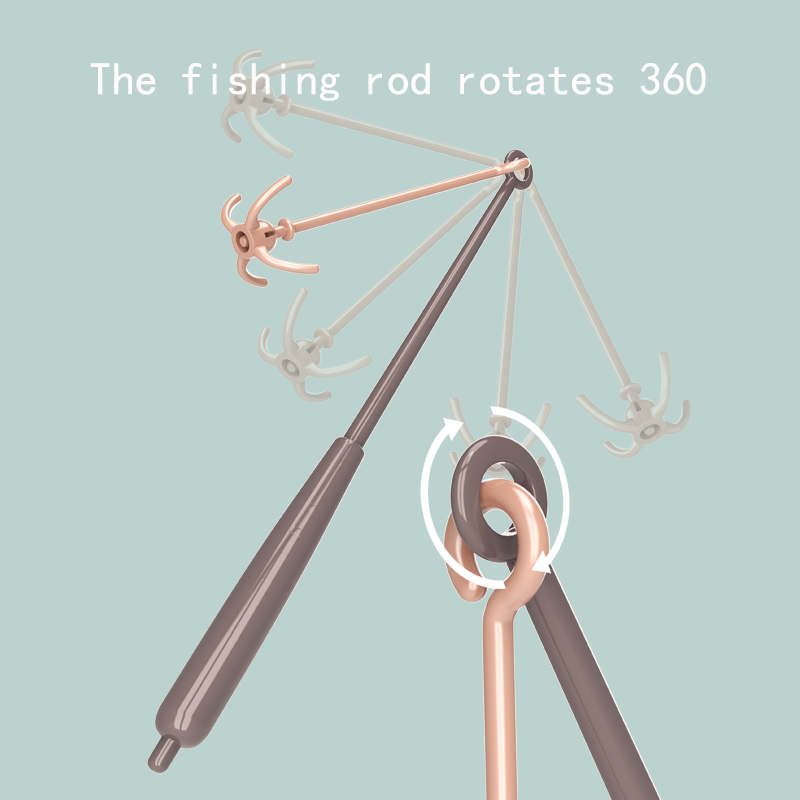 The fishing rod in the Rotating Fishing Game Set can rotate 360 degrees