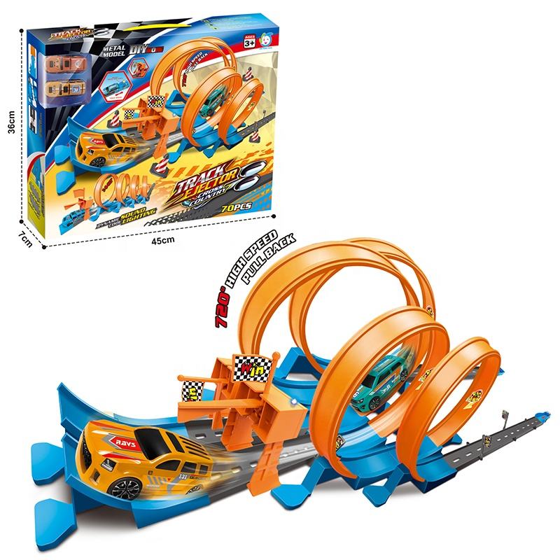 Pull Back Rail Car toy product and its outer packaging dimensions