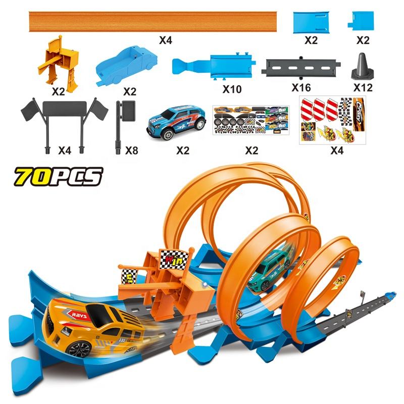 Pull Back Rail Car and its 70 accessories