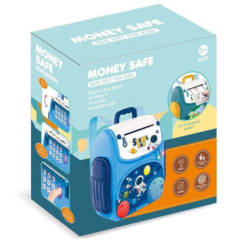 Blue Space Backpack Piggy Bank Outer Packaging Display