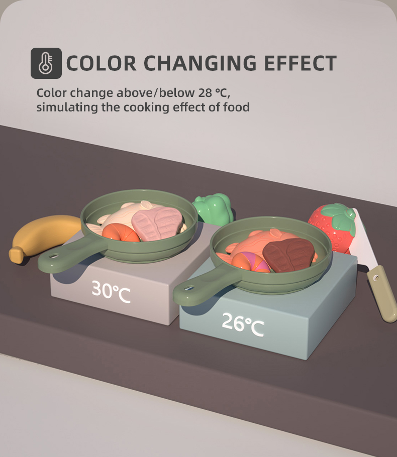 Kitchen Table toys feature a color-changing effect that activates at temperatures above 28°C