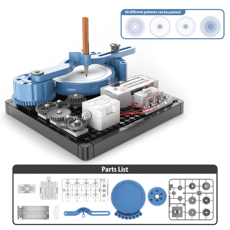 Circuit Machinery Drawing Instrument features 48 drawable patterns and displays the product's components