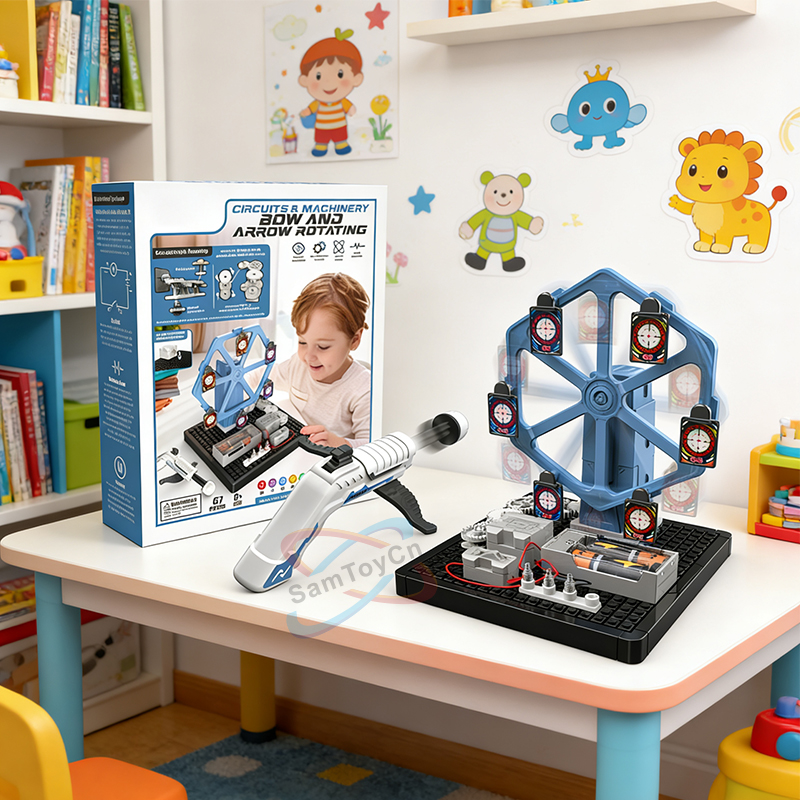 The Circuit Machinery Bow and Arrow Rotating Target was placed on the desk in the children's room