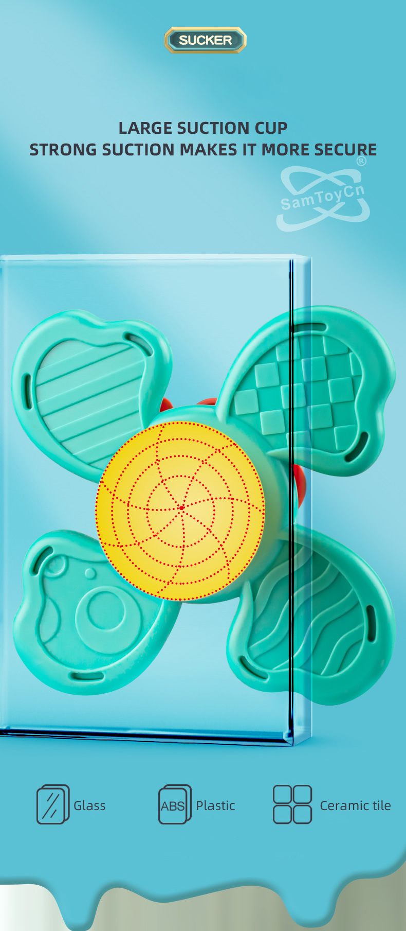 Suction Cup Spinning Top Toys Attach securely to glass surfaces Its large suction cup provides strong holding power for added safety