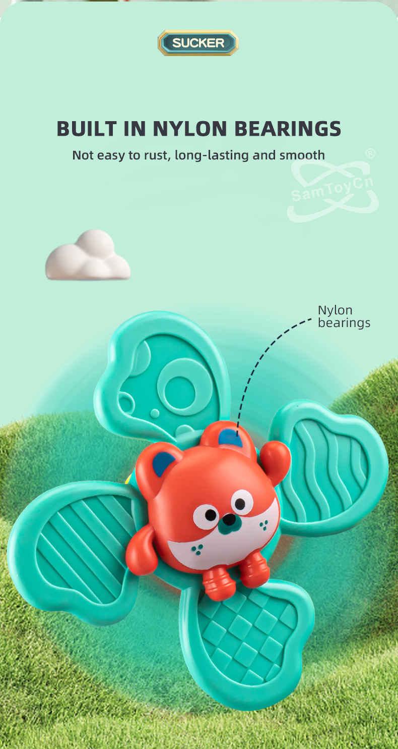 Suction Cup Spinning Top Toys feature built-in nylon bearings that resist rust and ensure lasting smoothness