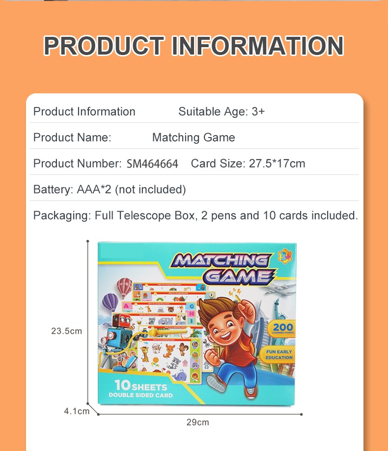 Product Information for the Matching Game Toy