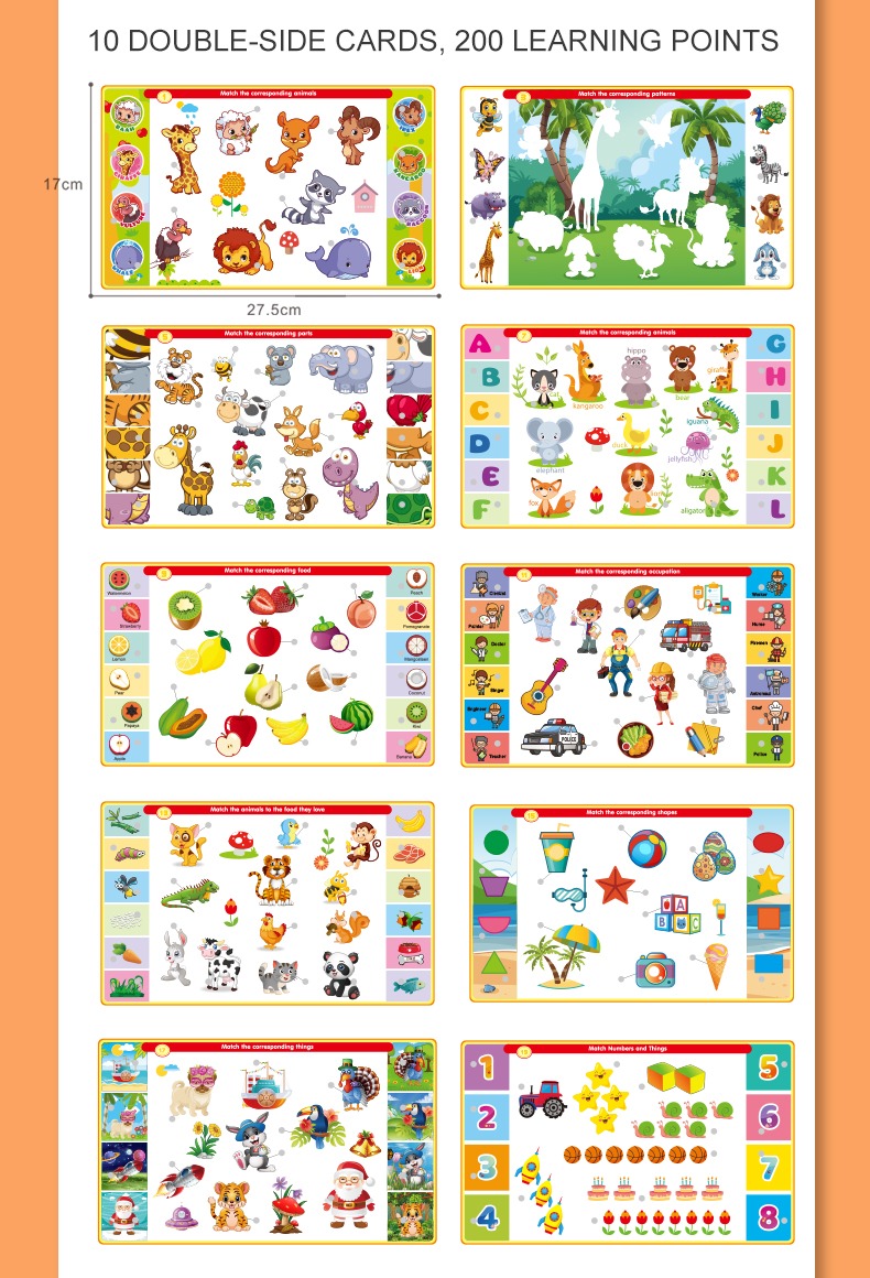 The Matching Game includes 10 double-sided cards with 200 learning points