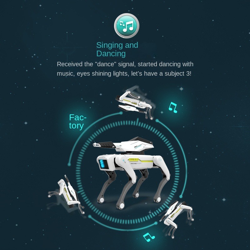 Upon receiving the dance signal, the robotic dog will dance to the music