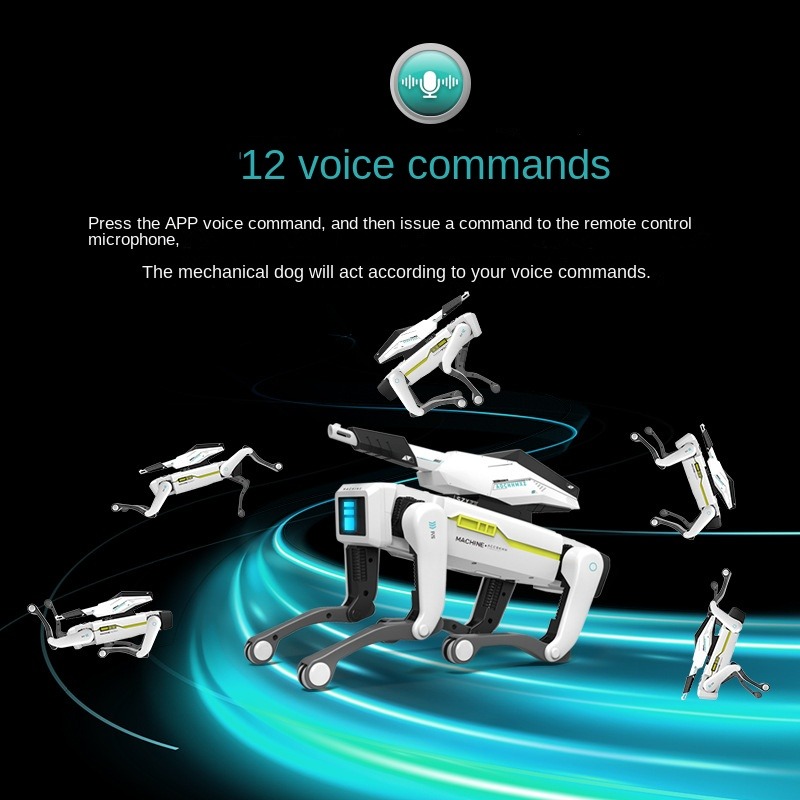 Issue commands to the remote microphone, and the robotic dog will act according to your instructions