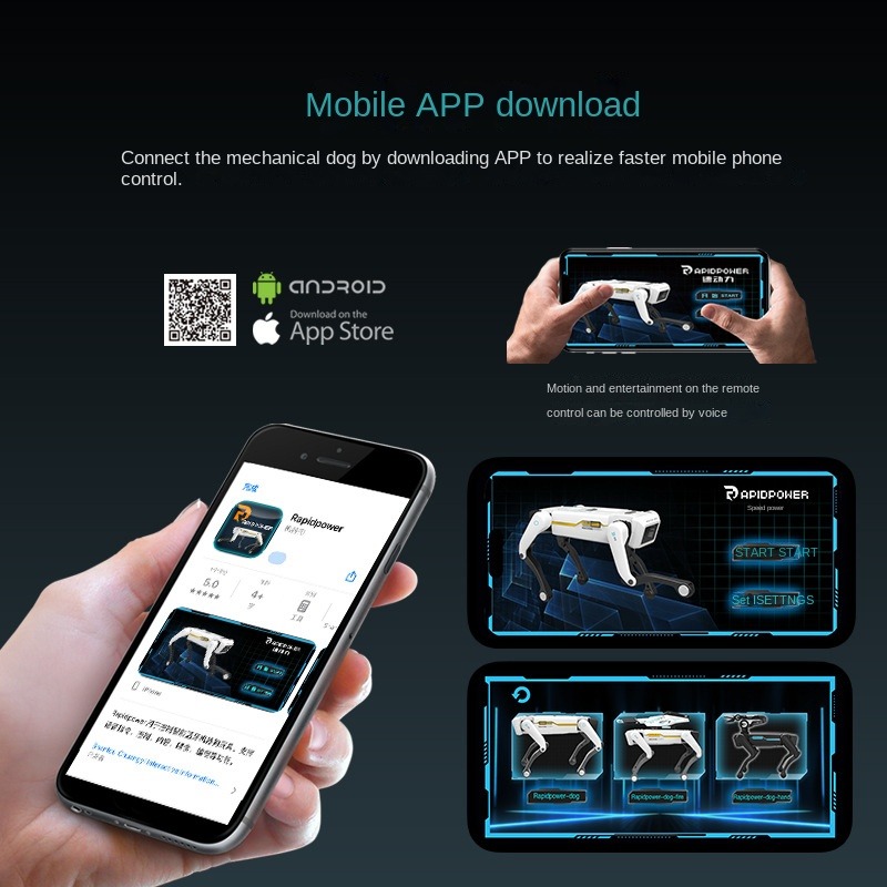You can download the app on your phone to connect with the robotic dog for faster mobile control