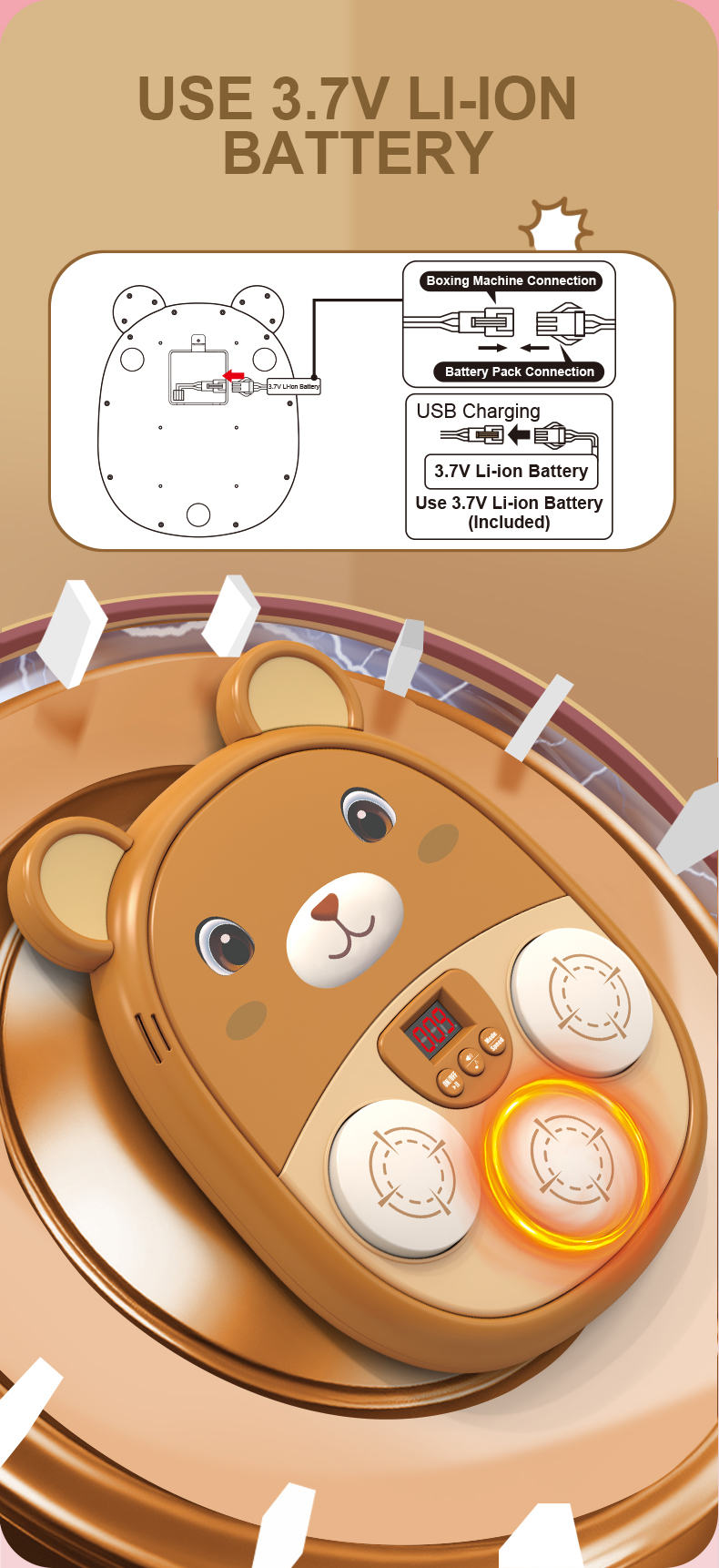 Bear Music Boxing Machine Product Battery Usage Instructions