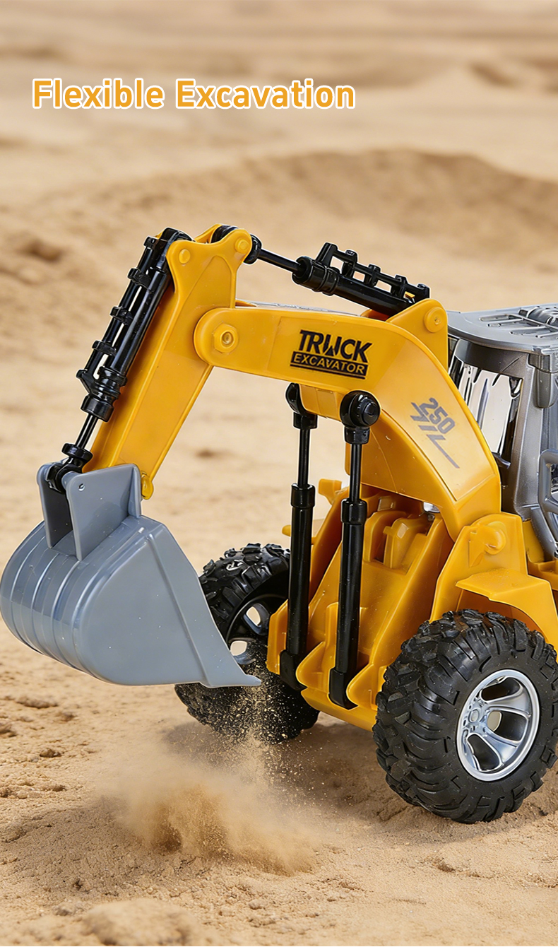 Remote Control Engineering Truck Scooping Sand on the Dunes