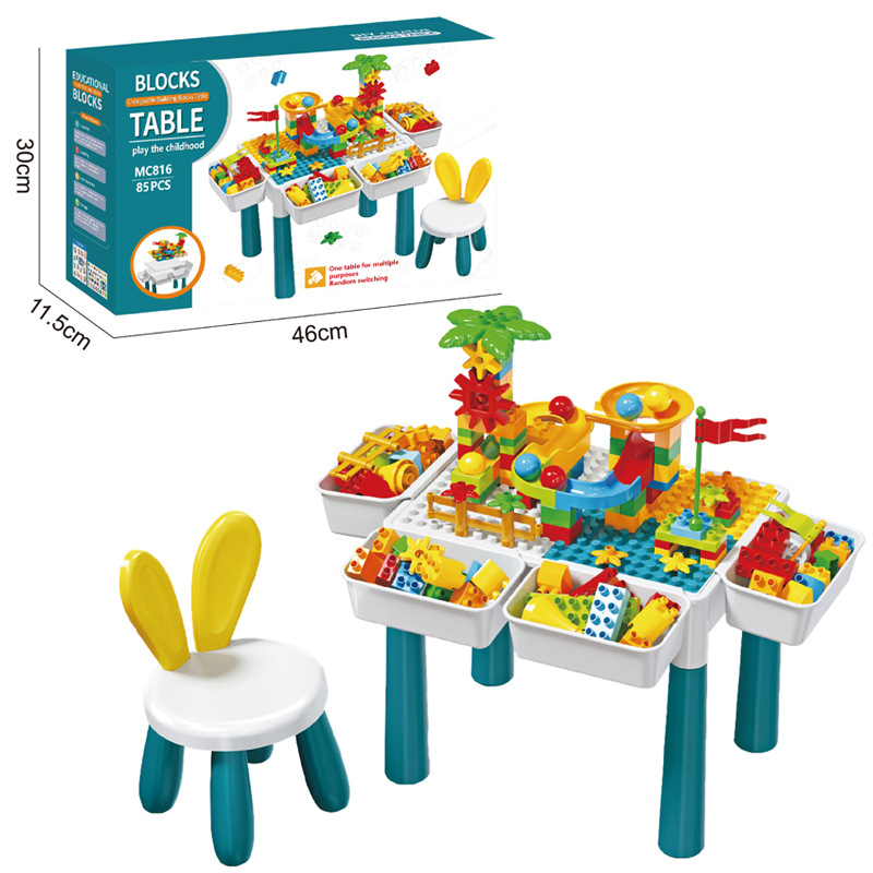 Green building block table and chairs and its outer packaging dimensions