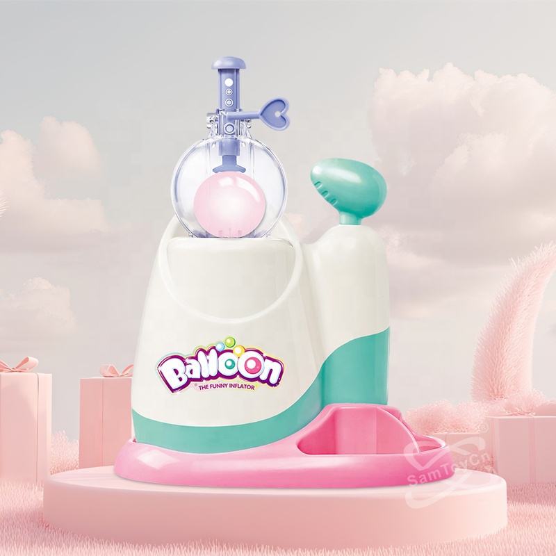 DIY Balloon Inflator in a pink 3D scene background