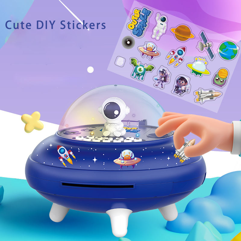 Smart Piggy Bank comes with stickers for DIY customization