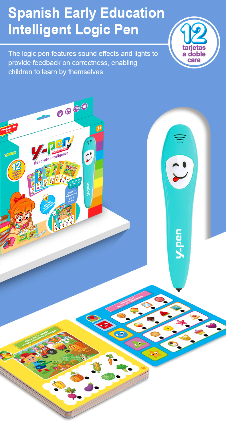 Spanish Early Learning Intelligent Logic Learning Pen features sound and light effects to help children learn independently