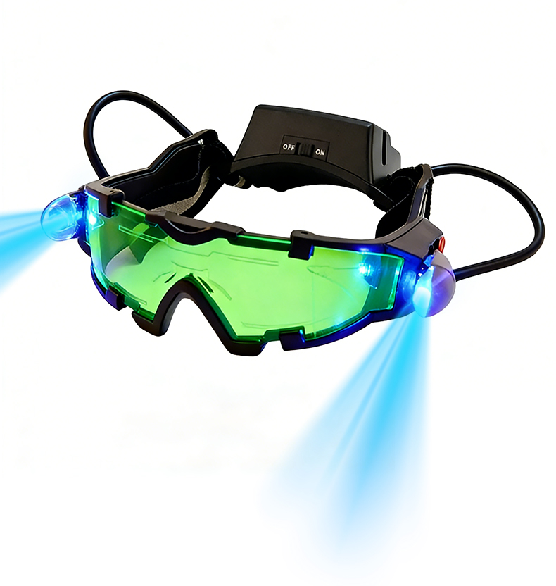 A toy telescope that emits blue light when the switch is turned on