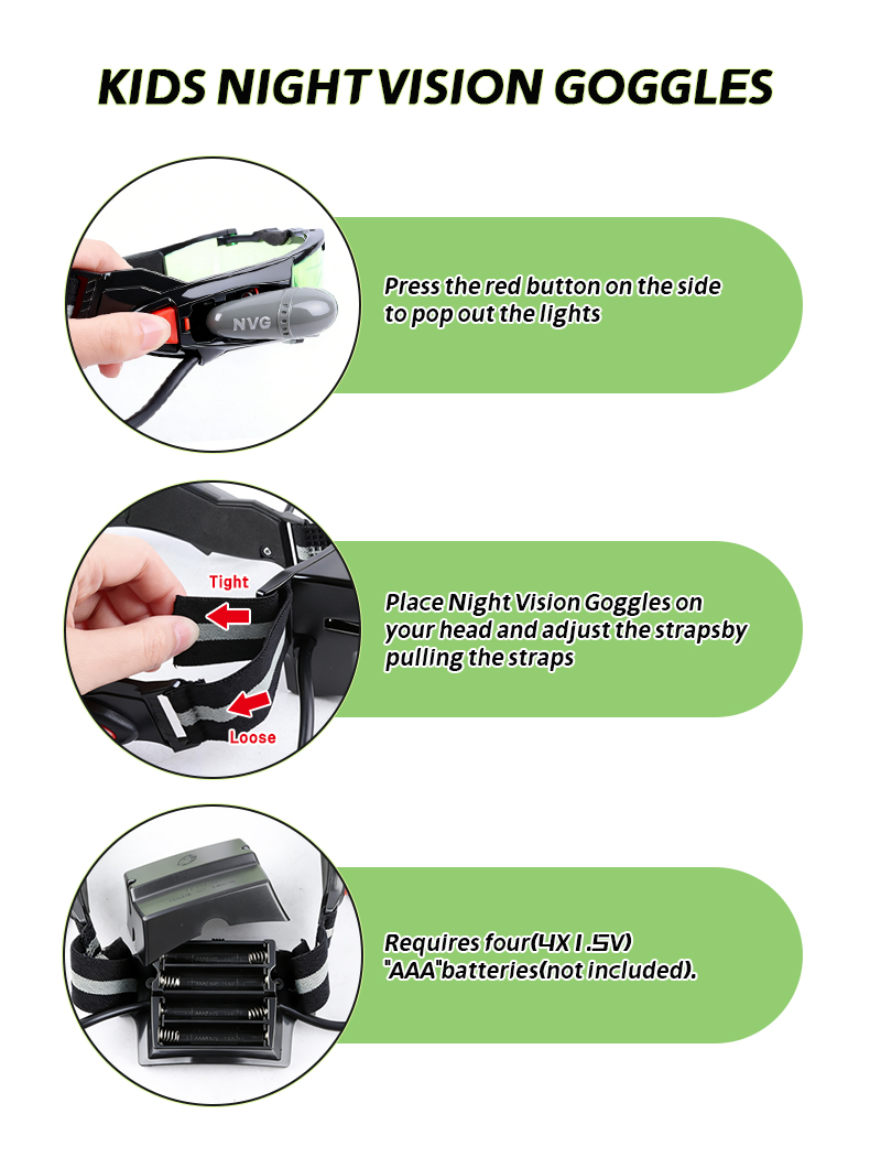 Instructions for Using the Three Components of Kids Night Vision Goggles