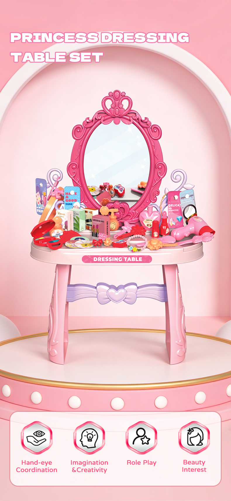 A pink Princess Dressing Table Set toy