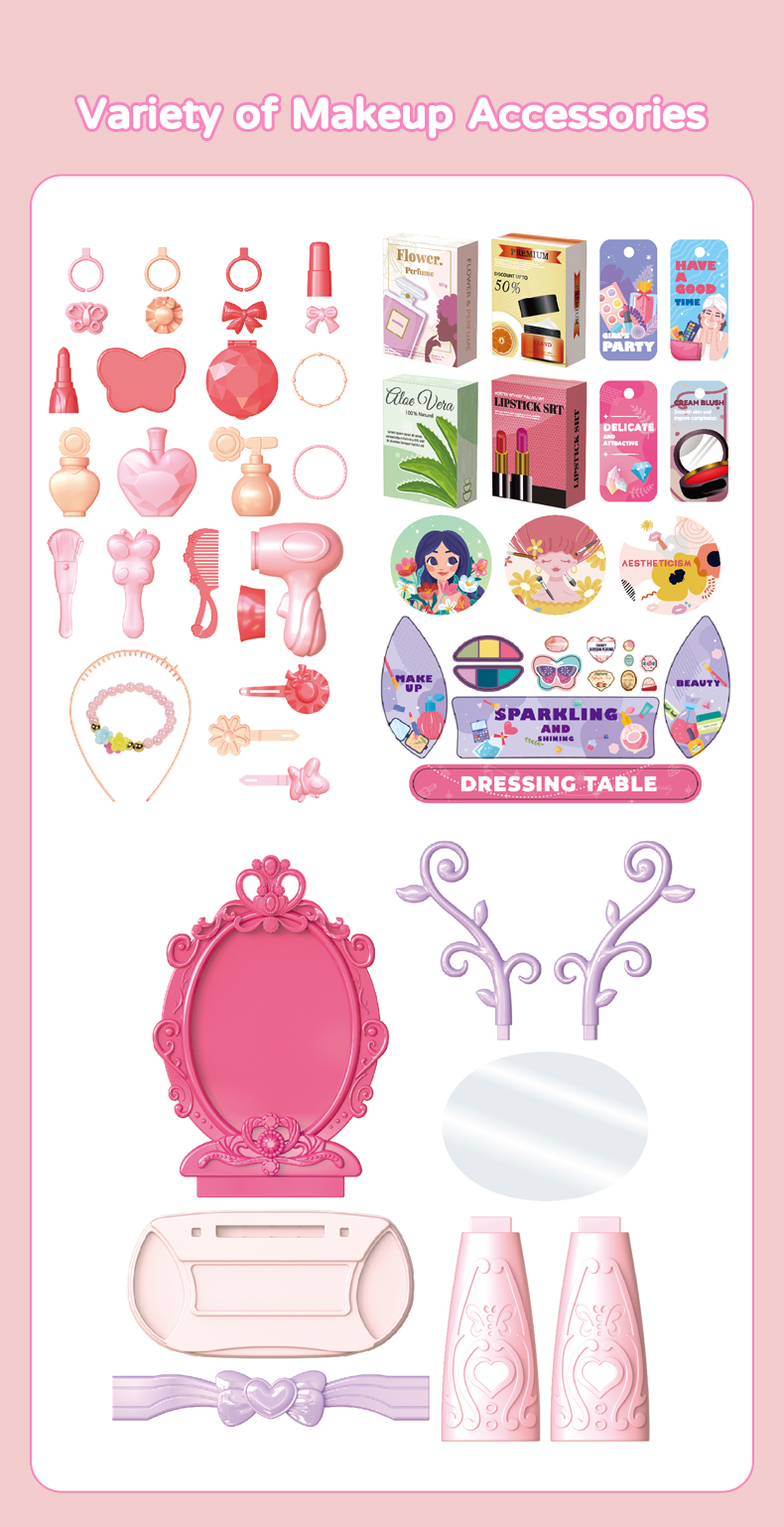 Pink Princess Dressing Table Set Toy Accessories Display