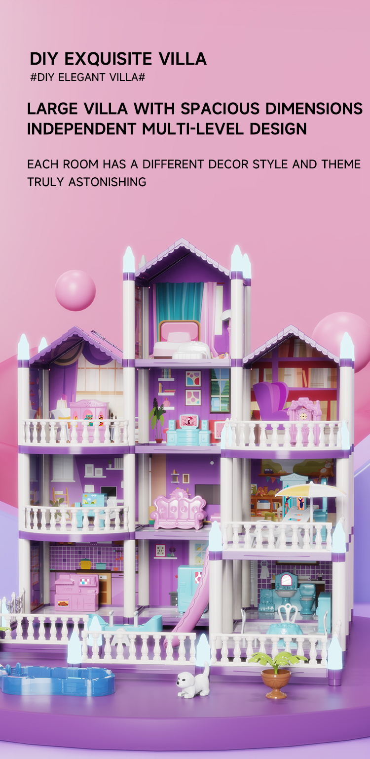 DIY Villa Toy Space: Spacious with Each Room Featuring Unique Decor Styles and Themes