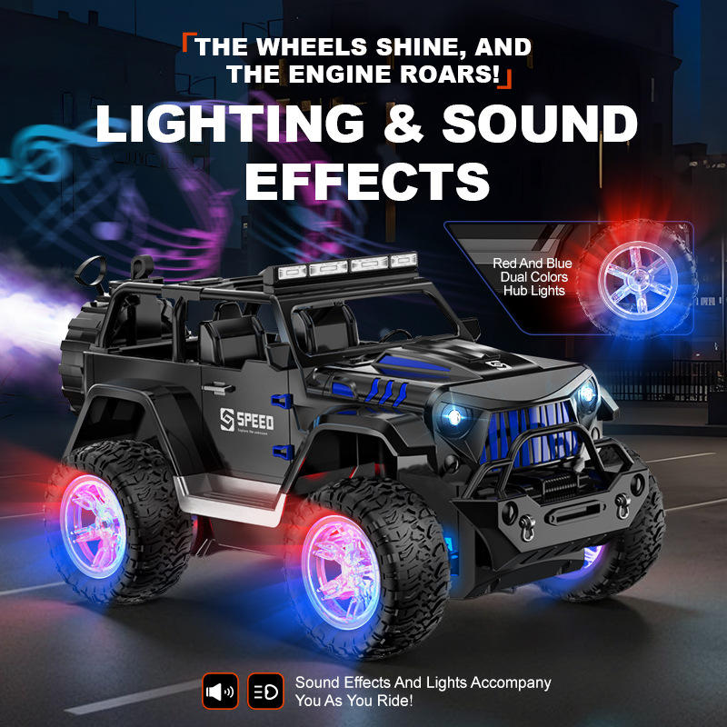 Spray Off-Road Simulation Remote Control Vehicle with Lights and Sound Effects Wheels flash red and blue lights
