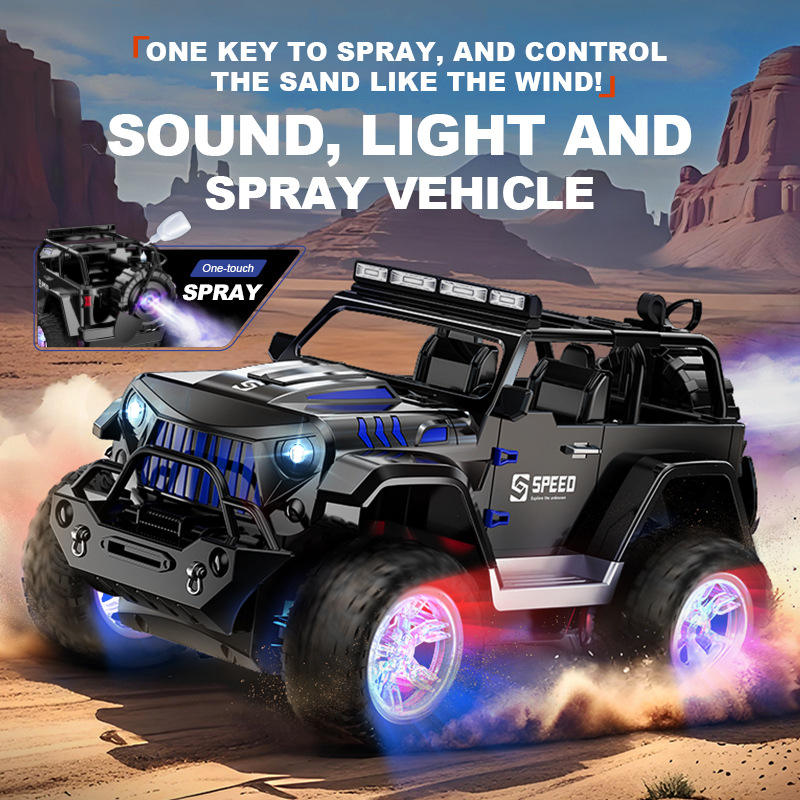 Spray Off-Road Simulation Remote Control Vehicle with One-Touch Spray Function to Control Sandstorms