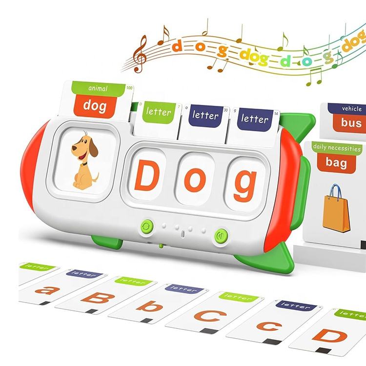 Inserting letter cards into the Spell & Talk Learning Machine will spell and pronounce them